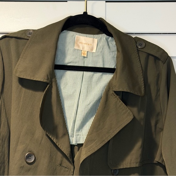 Skies Are Blue‎ Women's Olive Green Trench Jacket Size XL Double Breasted - Picture 7 of 16